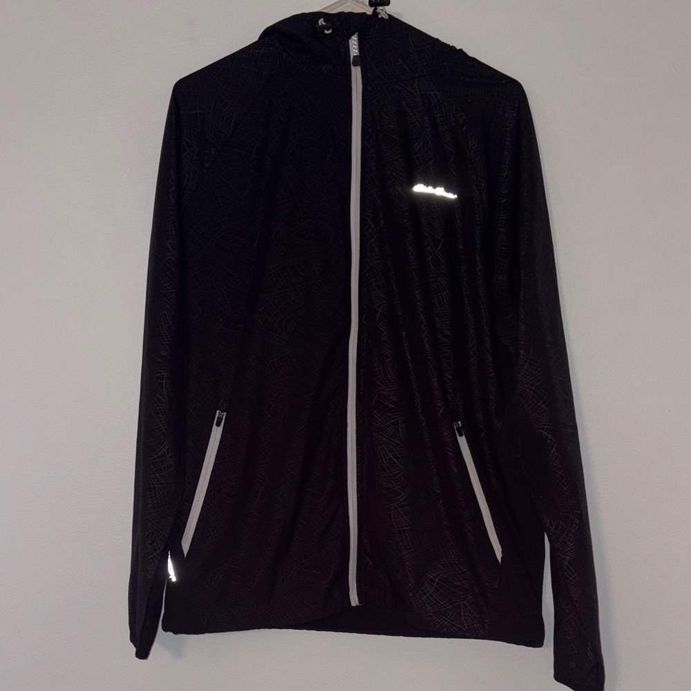 Eddie Bauer Men's Black Windbreaker with Reflective Accents